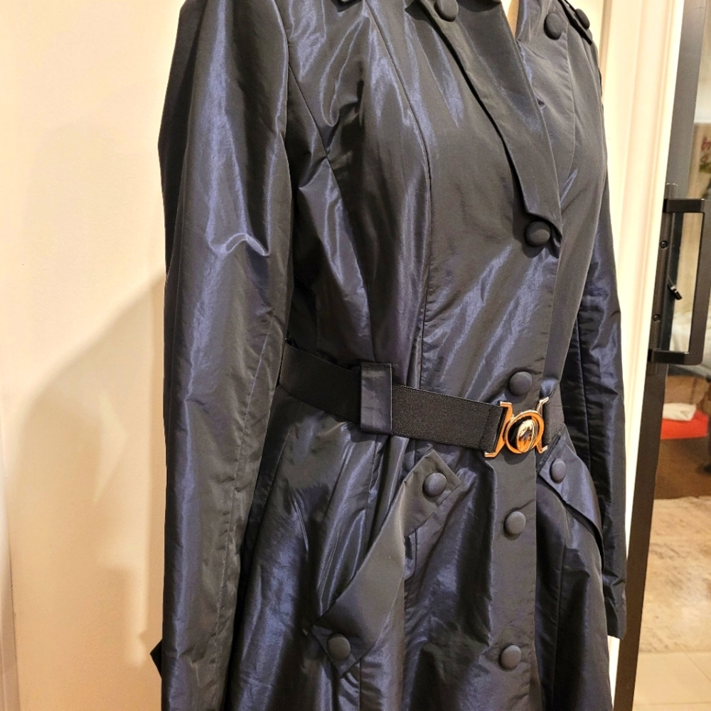 Pink Tartan Iridescent Rain Trench Coat - Size 6 - Picture 8 of 9